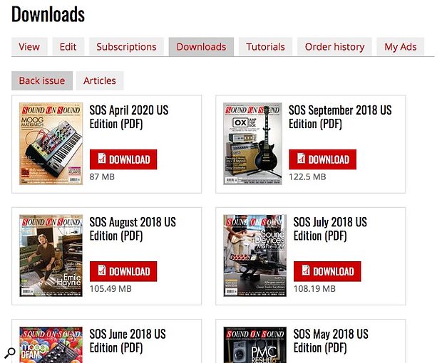 My Account > Downloads Full Issue PDF library
